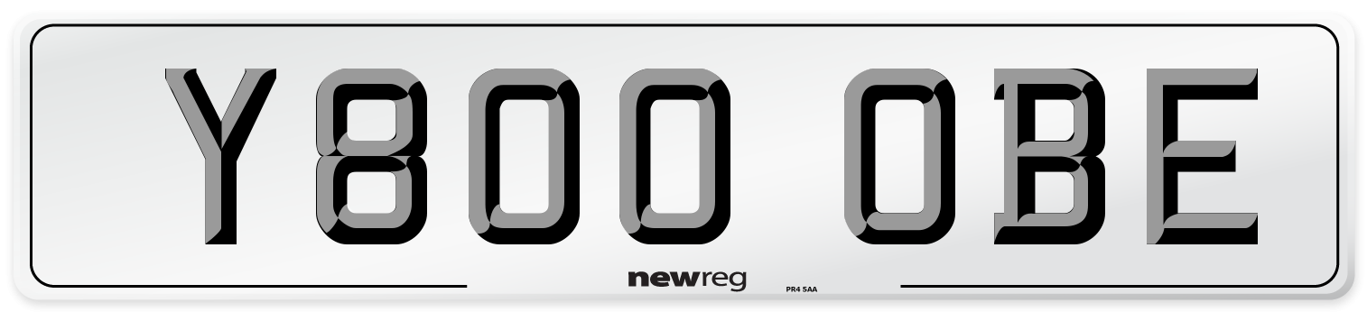 Y800 OBE Number Plate from New Reg